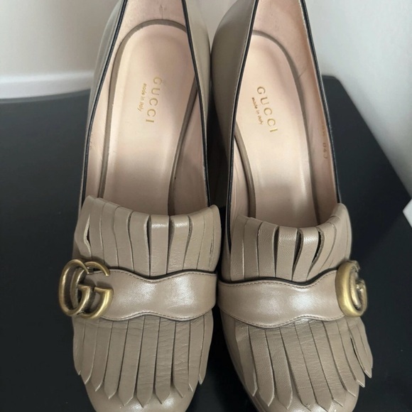 Gucci Tan Leather Women's Platform Heels - Picture 4 of 6